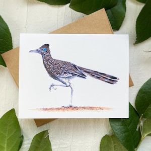 Größere Roadrunner Vogel Grußkarte | Karte Vogel | Leere Karte | Road Runner Kunst | Grußkarte | Danke-Karte | Vogel Kunst |