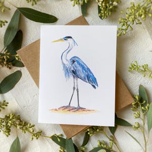 Great Blue Heron Bird Notecard | Bird Card | Bird Art | Greeting Card | Blank Card