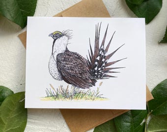 pour oiseau Tétras des armoises | carte d'oiseau | Carte vierge | Art du tétras lyre | Poulet des Prairies | Carte de voeux