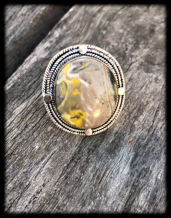 Sterling Silver and Agate Ring Statement Ring - S… - image 2