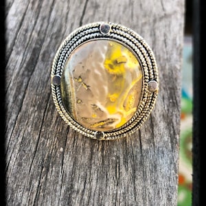 Sterling Silver and Agate Ring Statement Ring - Size 8