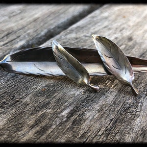 Vintage Mid Century Stuart Nye Sterling Silver Feather Motif Brooch and Earring Set - Lovely!