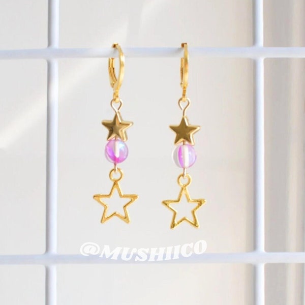 JOJO Jotaro Star Platinum Inspired Gold Aesthetic Anime Earrings Earrings