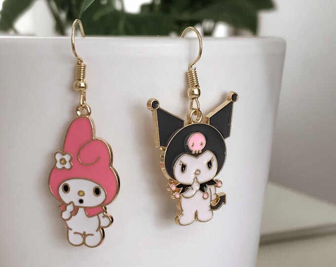 Mismatched Kawaii Anime Cute My Melody and Kuromi Earrings Etsy