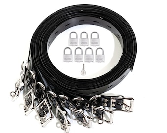 Bondage Restraint Set, 7 Belts with ABUS Padlocks, Adjustable Lengths