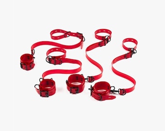 4-Piece Bed Bondage Set – Bedroom Adventure Essentials: Adjustable Wrist & Ankle Cuffs Set