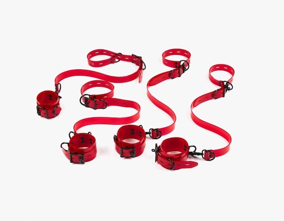 4-Piece Bed Bondage Set – Bedroom Adventure Essentials: Adjustable Wrist & Ankle Cuffs Set