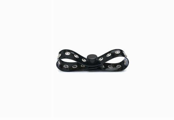 Black Bondage Connection Strap with Segufix Lock – Wrist or Ankle Cuff Connector Belt with Eyelets