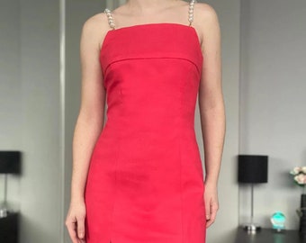 Pink Cocktail Dress: Cut-Out Mini Dress with Pearl Straps
