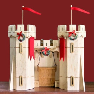 Christmas Castle Gatehouse, Handmade Wooden Castle Playset, Medieval Castle by Heretic Toy Co.