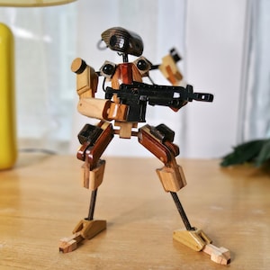Action Figure Wooden Robot, Wooden Art Toy by Heretic Toy Co., Christmas Gift, Birthday Gift