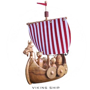 Viking Toy Ship, Boat Toy | Drakkar Viking Ship | Handcrafted Sturdy Design | Eco-Friendly and Educational by Heretic Toy Co.