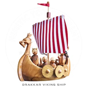 Viking Toy Ship, Boat Toy | Drakkar Viking Ship | Handcrafted Sturdy Design | Eco-Friendly and Educational by Heretic Toy Co.