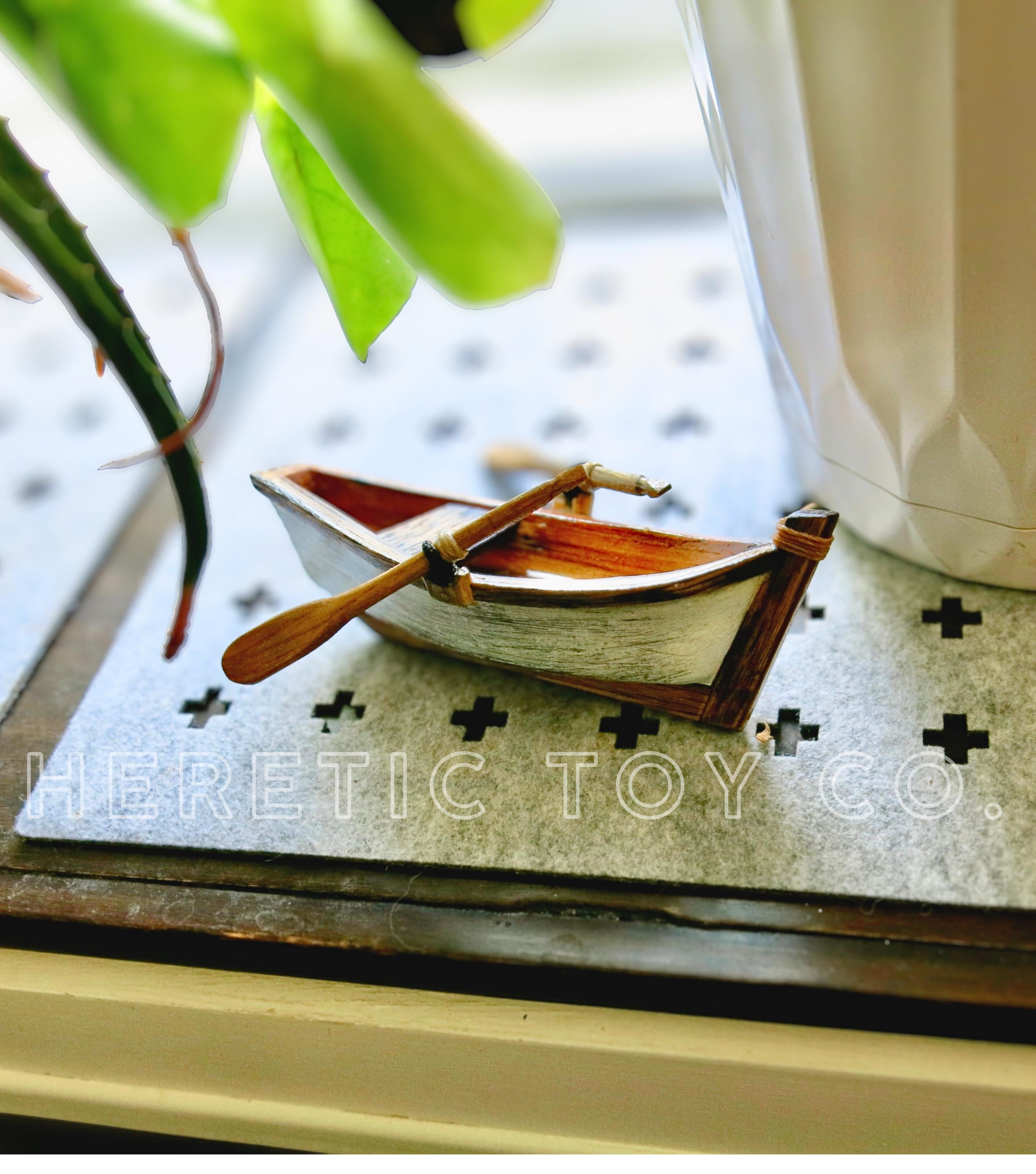 Wooden Rowboat Toy Floating Handmade Boat for Kids Waldorf Inspired Outdoor Toy