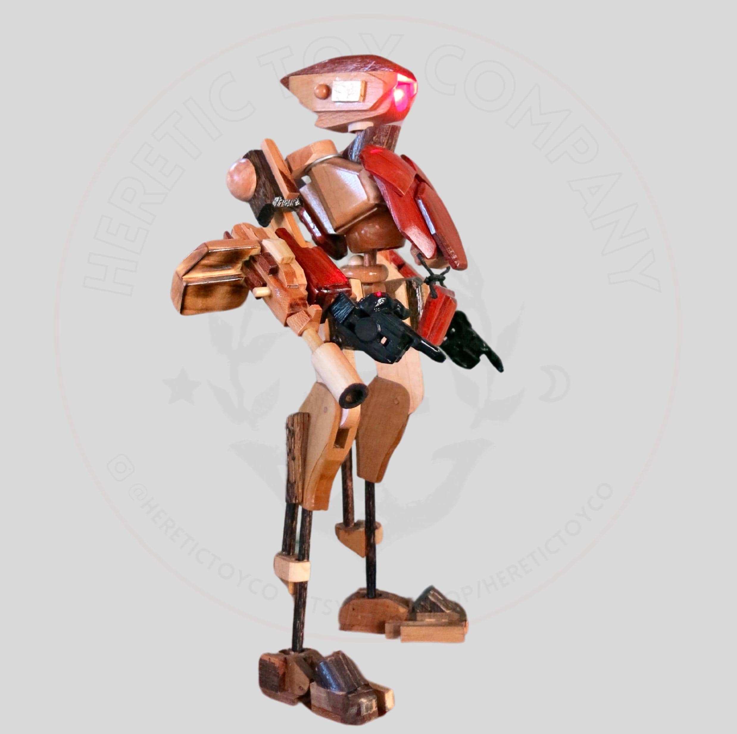 LEDライト付き手作り木製ロボットアクションフィギュア - Etsy 日本