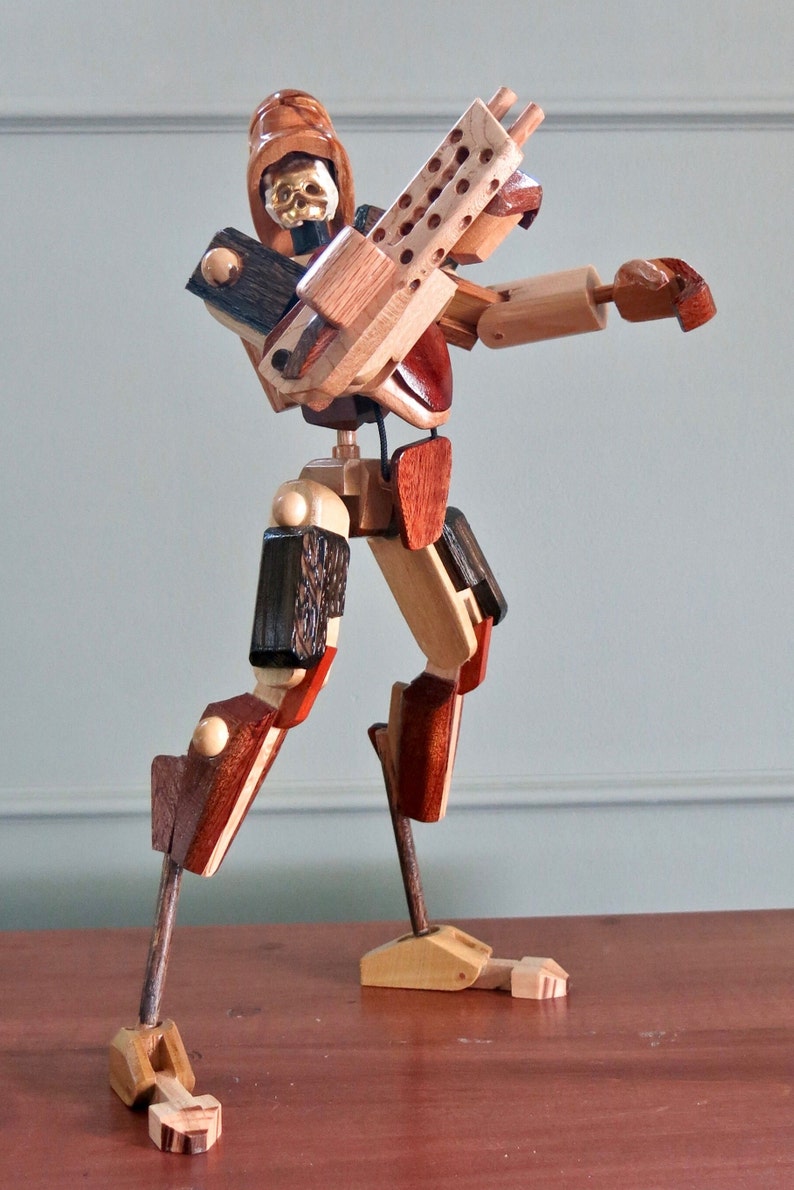 Handcrafted Wooden Toy Wooden Action Figure With Porcelain Head and