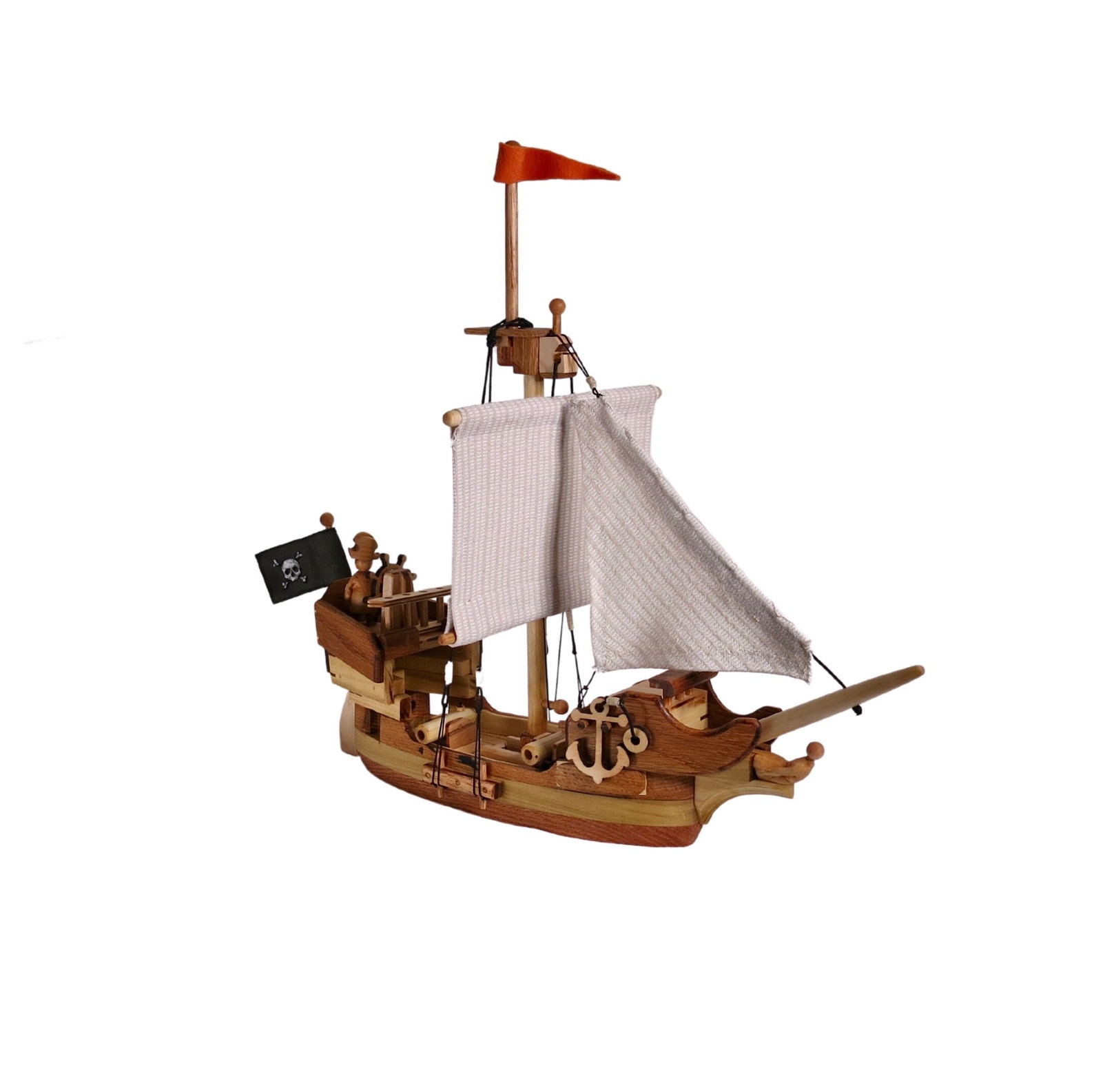 Wooden Pirate Ship Handmade Pirate Ship With Captain Pegleg Etsy