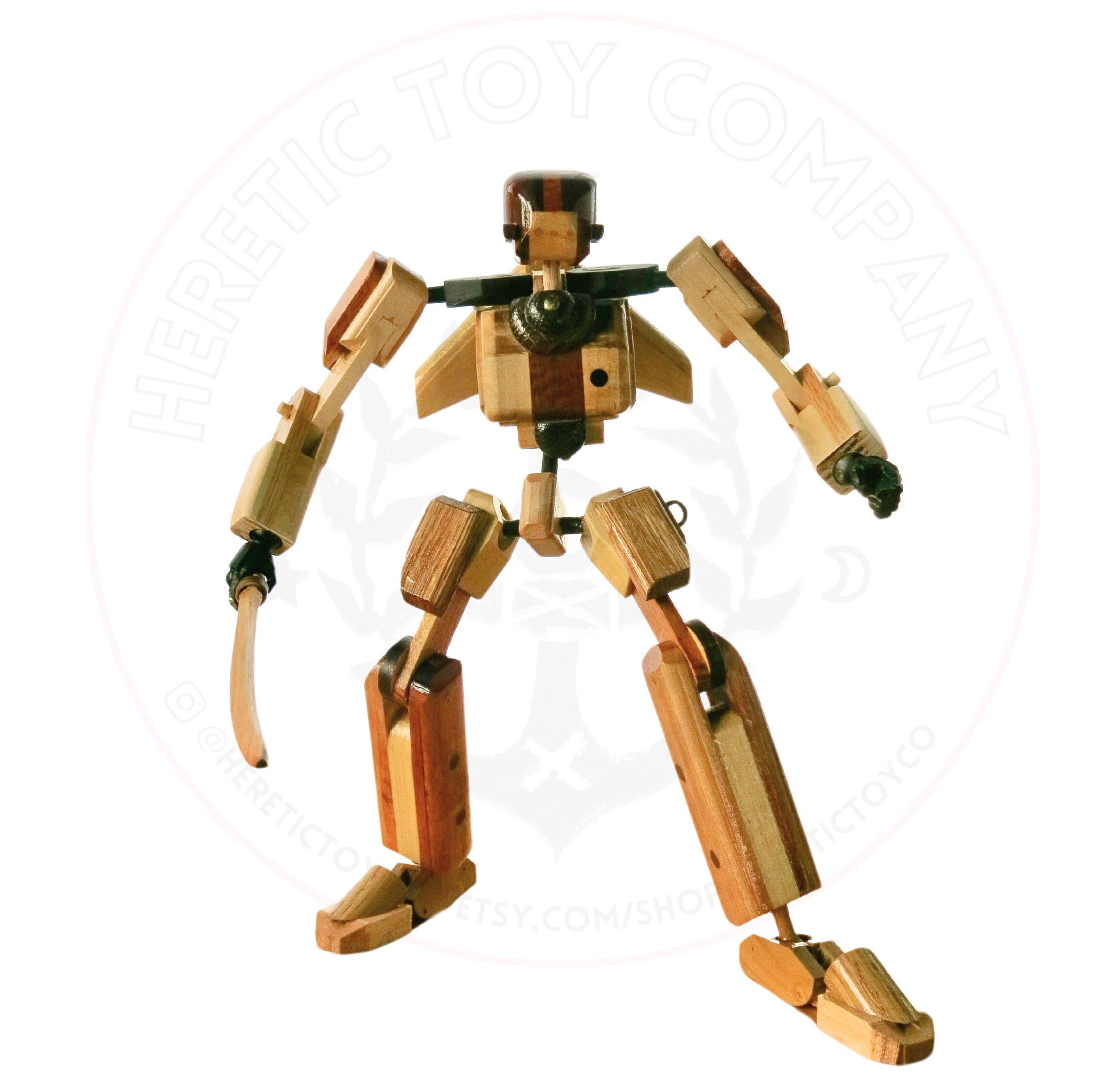 グライダーワークス 創作 ロボット ソフビ フィギュア 3体セット アートトイ Action Figure | Robot Samurai | Removable Jet Pack | Handcrafted