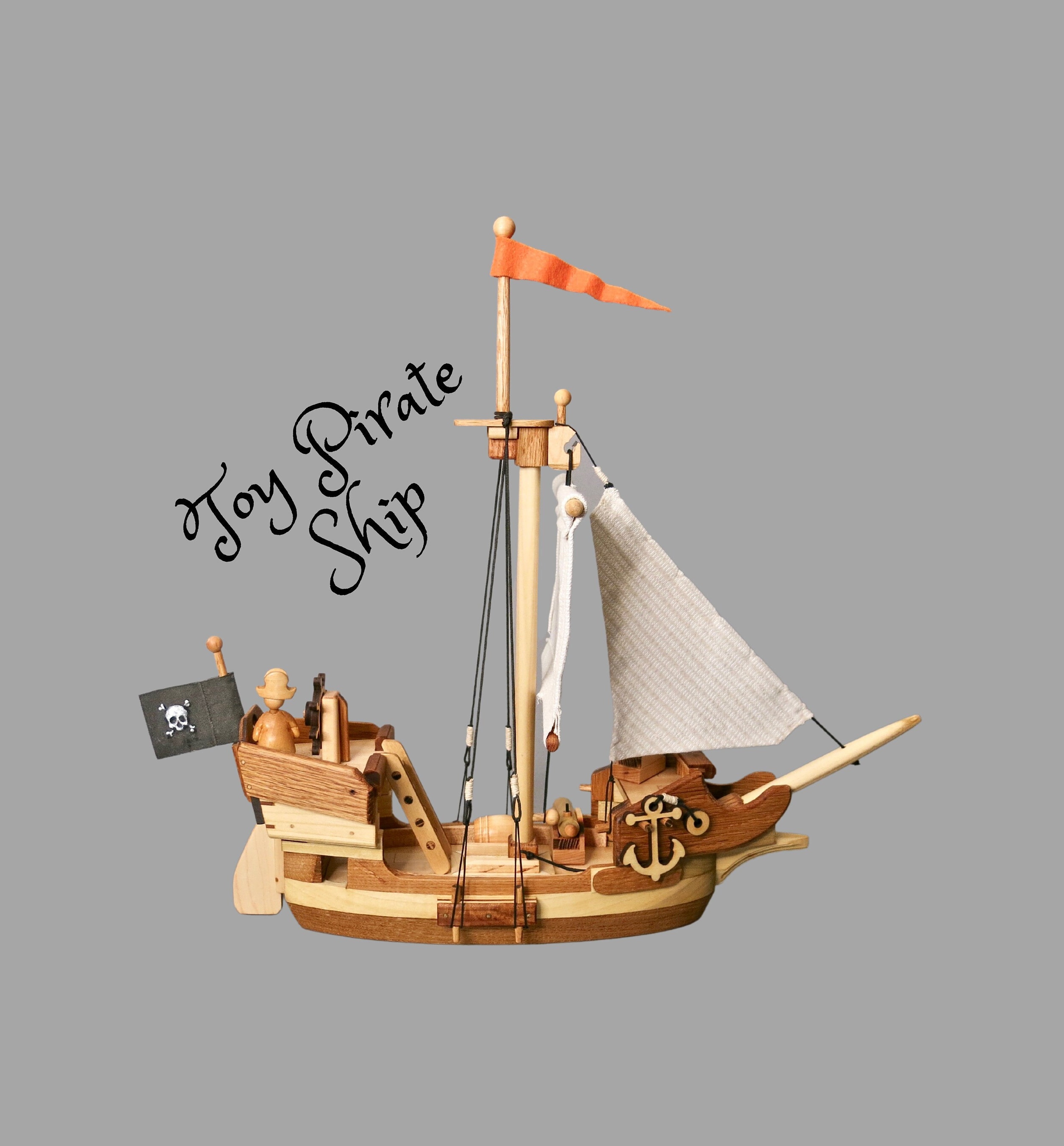 Viking Bathtub Pirate Ship Pirate Wooden Toy Ship, Boat Toy