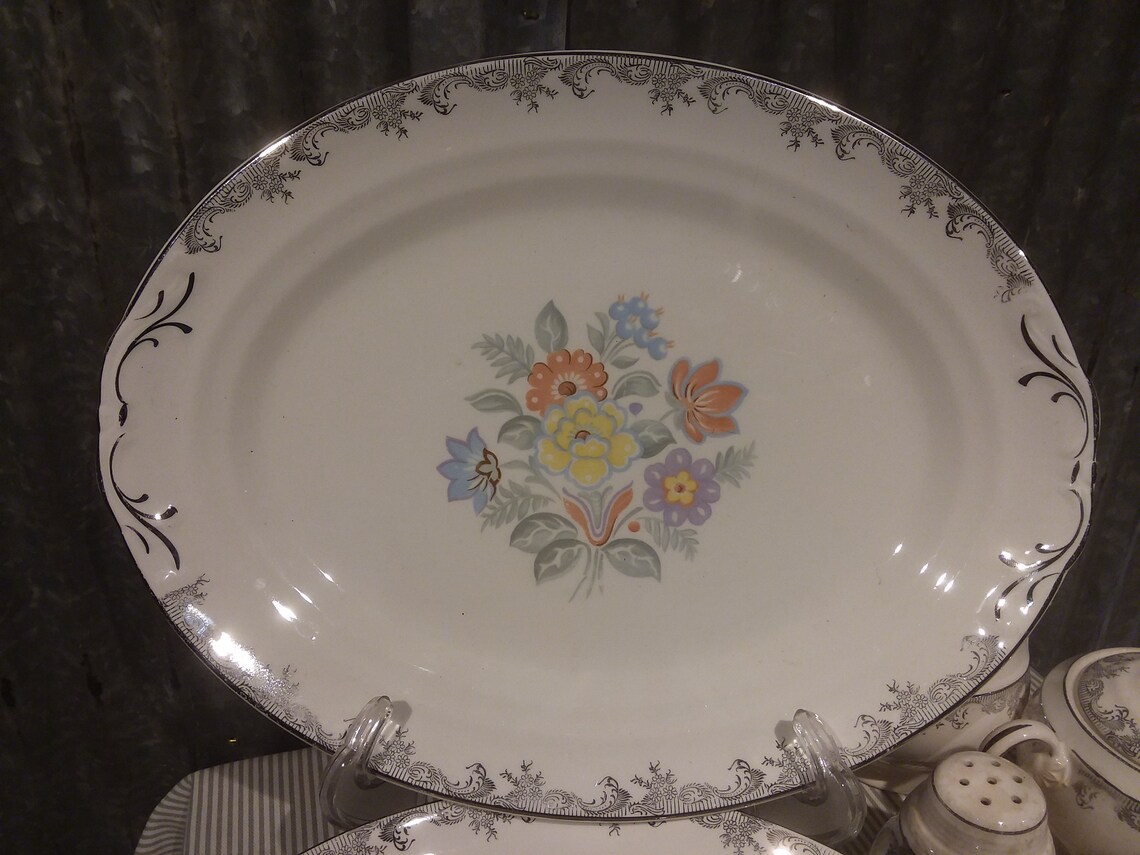 69pc Crown Potteries Floral Pattern Etsy