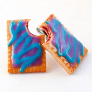 Pendientes de pastelería tostadora Wildberry, pastelería tostadora Wildlicious, joyería de alimentos, regalos gastronómicos, regalos únicos, pendientes extravagantes, pendientes de desayuno