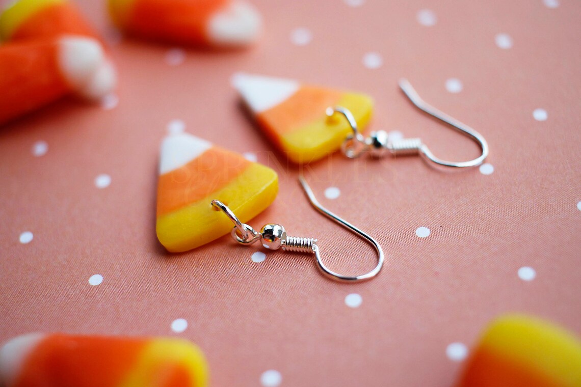Candy Corn Earrings Halloween Earrings Halloween Jewelry Etsy