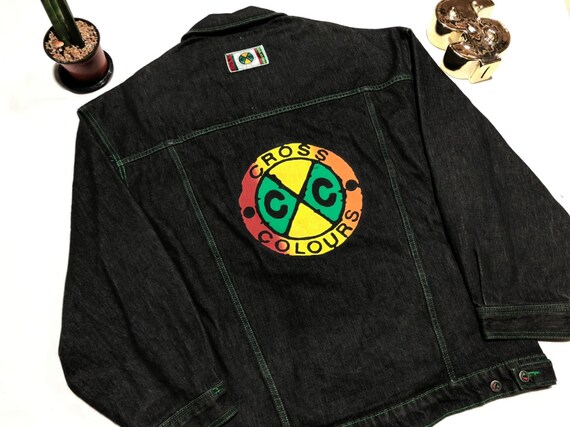 Vintage 90's Cross Colours Jacket Denim Big Logo