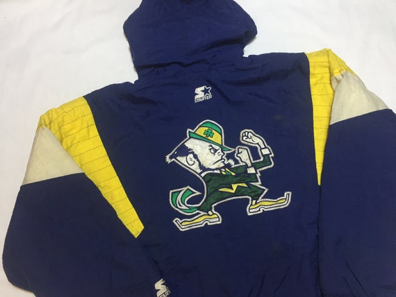 Vintage 90s Logo 7 Notre Dame University Fighting Irish Kangaroo Pullover Winter coat with collapsible hood
