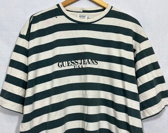 Vintage Guess Jeans Los Angeles Striped T shirt Adult Size XXL Etsy Denmark
