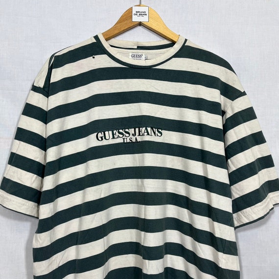 Vintage 90's Guess Jeans USA Embroidered Striped Shirt - Etsy Vintage 90's Guess Jeans USA Embroidered Striped Shirt - Etsy