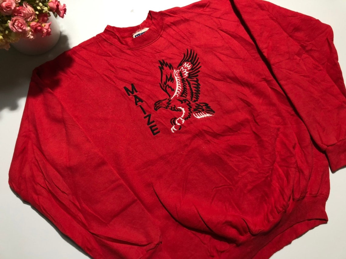 Vintage 90's Maize Eagles Sweater Big Logo Etsy