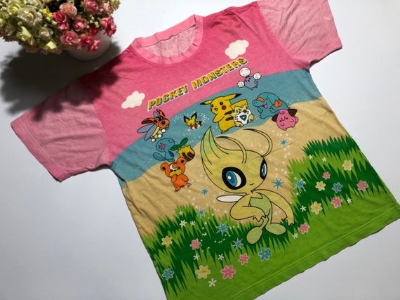 Vintage Pokemon Shirt Over print Pocket Monster ma