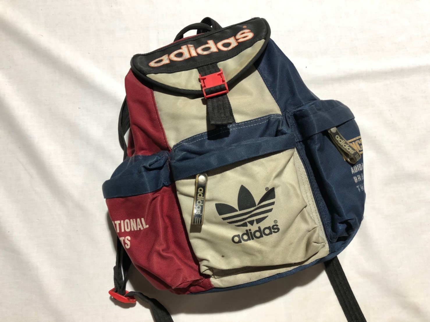 Vintage 90 s ADIDAS Backpack Big Logo Multi Color Etsy