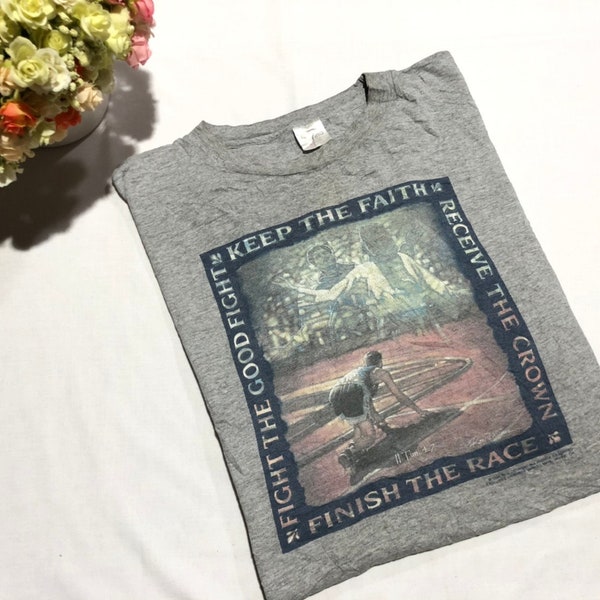 Vintage 1998's Ron Dicianni shirt Paul speaks of Christian faith like it is a race,and not just any ole' sprint,but a marathon