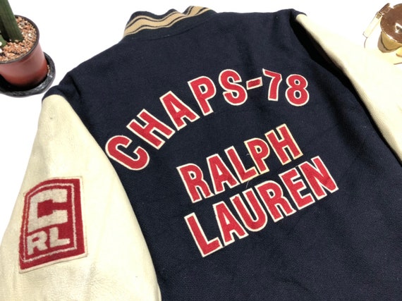 Vintage 90's Chaps Ralph Lauren leather jacket Big Logo | Etsy
