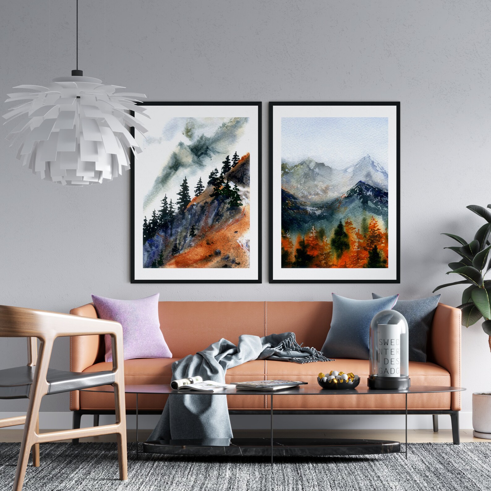 Autumn forest Mountains Picture Modern Wall Art Nature Art | Etsy