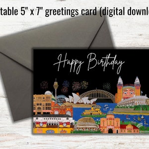 Sydney, NSW - Cartão de aniversário digital para download
