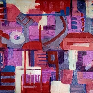 Abstract Acrylic Painting on Canvas | 12x16" Geometric Wall Art, Signed by Krysia