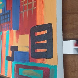 Abstract Acrylic Painting on Canvas | 12x16" Geometric Wall Art, Signed by Krysia image 2