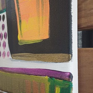 Abstract Acrylic Painting on Canvas | 12x16" Geometric Wall Art, Signed by Krysia image 2