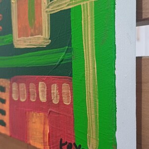 Abstract Acrylic Painting on Canvas | 15.5x19.5" Geometric Wall Art, Signed by Krysia image 2