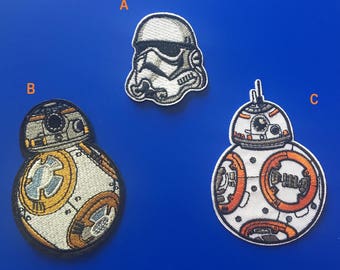 Star Wars Iron On Patch, Star Wars Patch, BB8 patch, Storm trooper patch, star wars Parche bordado