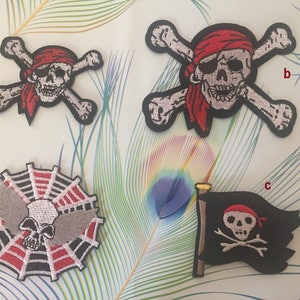 Skeleton Embroidered patch, Pirate Skull And Crossbone Iron On Patch, skeleton sewing patch, ghost patch