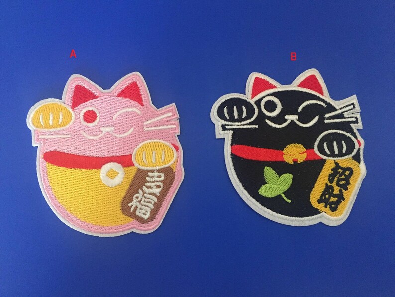 Lucky Cat Embroidered Iron On Patch Money Cat Patch Maneki Neko Patch - 