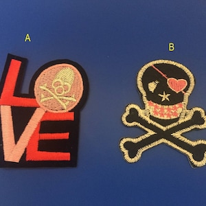 Skull patch, skull Love Embroidered patch, Ghost iron on patch