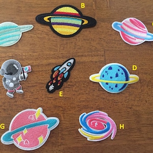 Pianeta per cucire patch, astronauta ferro sulla Patch ricamati, spazio esterno di patch