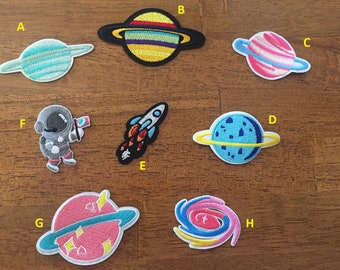 Planet sewing patch, Astronaut Embroidered Iron On Patch, Outer space patch