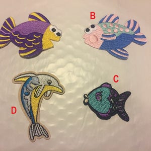 Fish patch, Dolphin Embroidered patch, ocean creatures  iron on patch, tropical fish patch