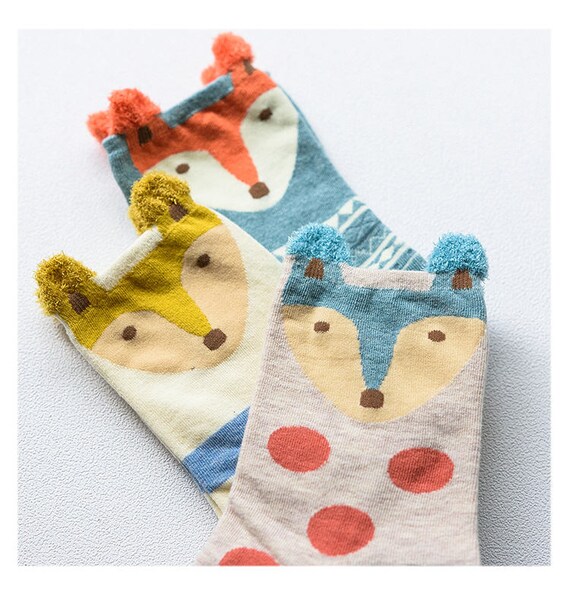 3D Fox Socks Women's Socks With Little Fox Head Super Etsy