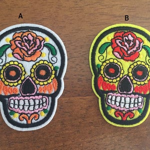 Skull Patch,  skeleton Embroidered patch, skeleton iron on patch, ghost, Halloween patch